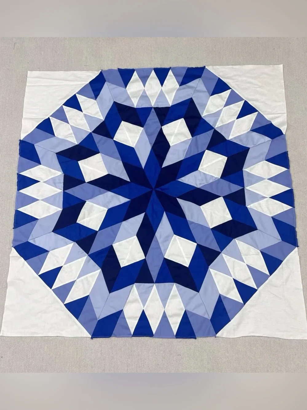 Handmade Winter Dream Stars Baby Quilt Top 47x47